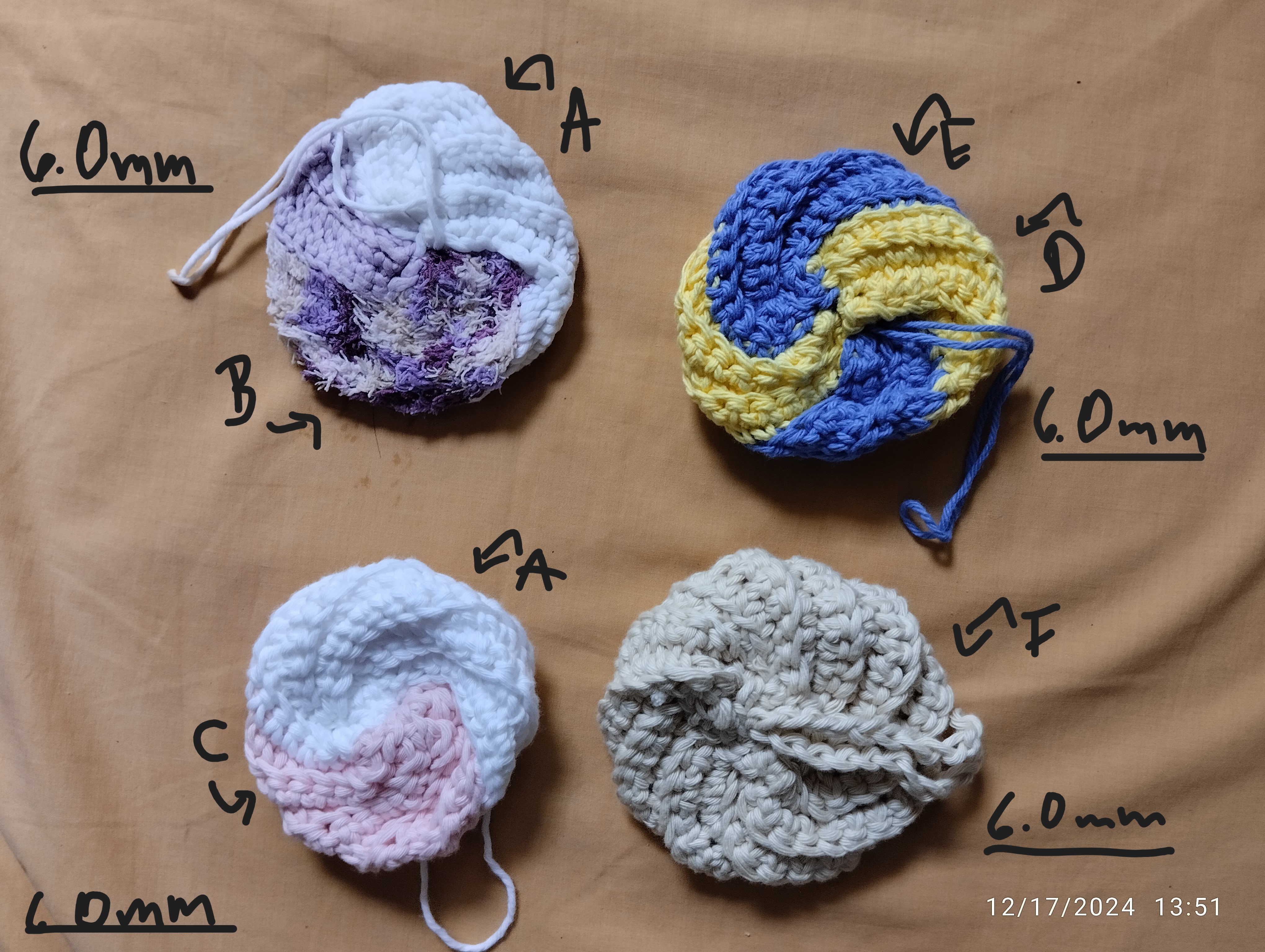 four spiral scrubbies