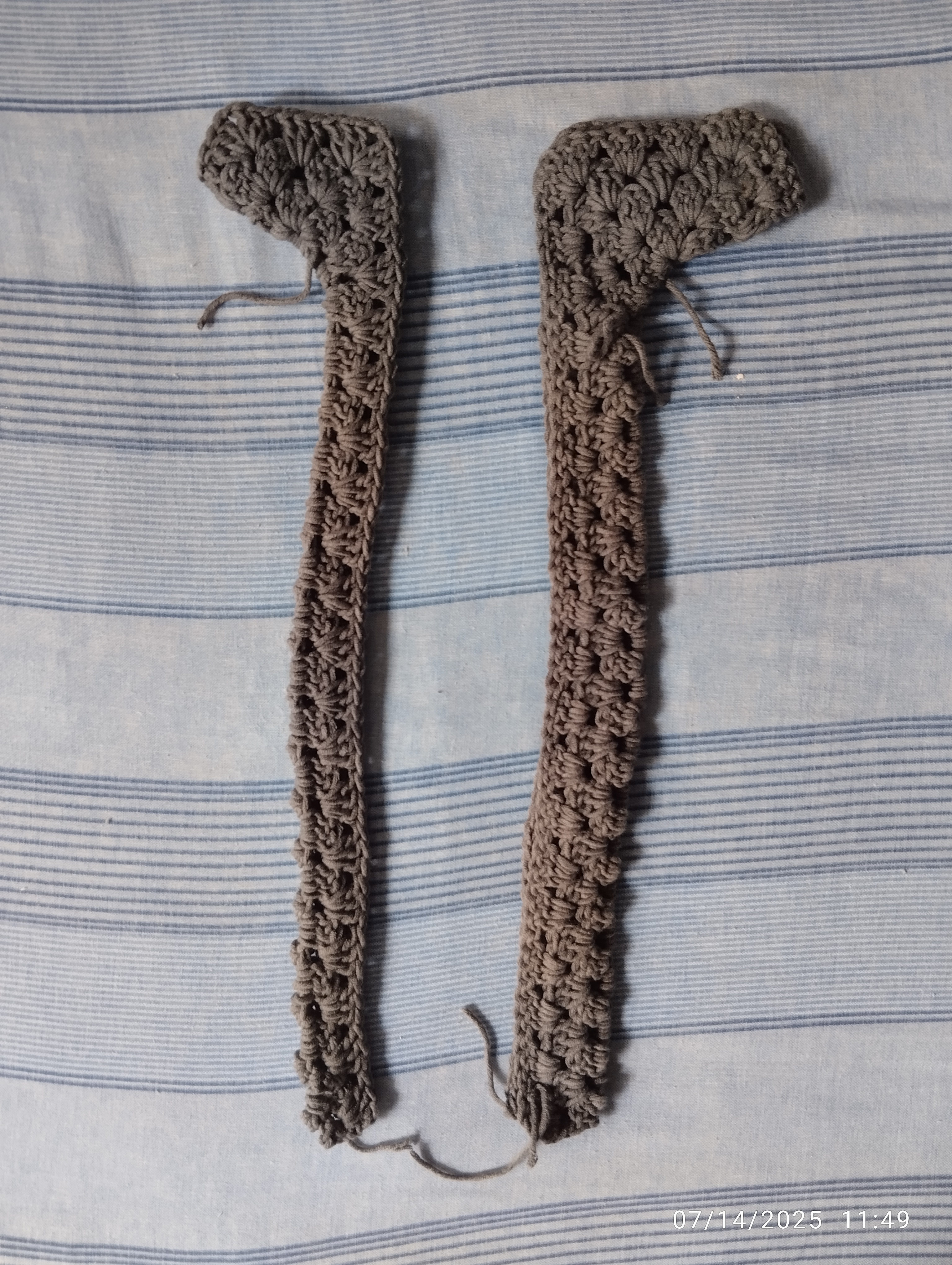 first two to three rows of each side of the shirt